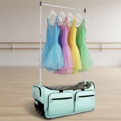 Dance Bag with Garment Rack, 23 Inch Rolling Dance Duffel, with Wheels, Height Adjustable Clothes Rack, USB Port, Privacy Protection Curtain, Ideal fo