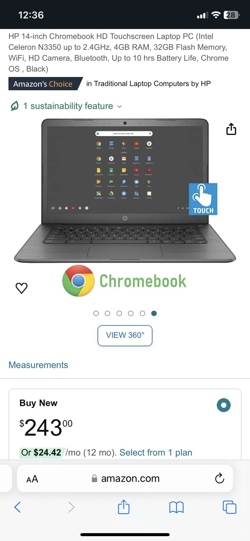Touchscreen Hp Chromebook Laptop 