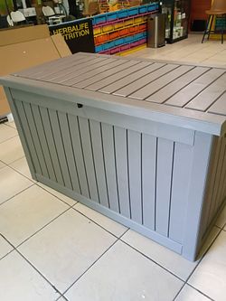 270 Gallon Lockable Resin Deck Box, Waterproof & UV-Resistant Outdoor Storage Box for Outdoor Cushion Storage, Garden Tools & Pool Accessories Storage