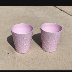 2 Pink Medallion Flower Pots