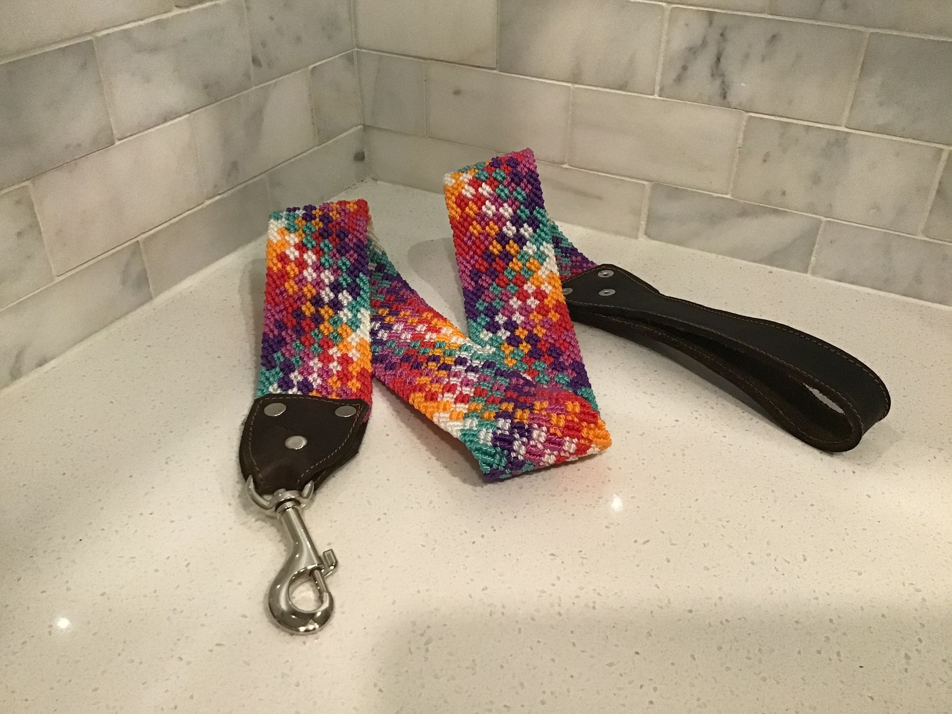 Handmade Dog Leash – Heavy-Duty Artisan Weave w/ Leather Handle