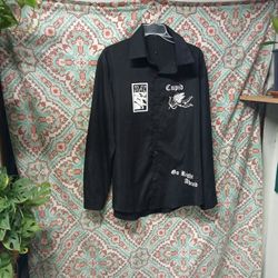 Romwe Black Button Up Top, Size M