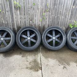 22” U2 Wheels With Sunny Sn3980 Tires, Originally Chrome Black Coat Can Be Removed