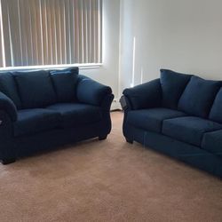 Darcy Blue Living Room Set (SOFA and LOVESEAT