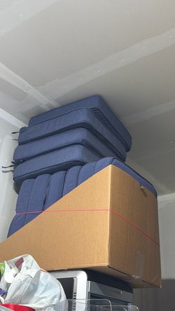 Blue Outdoor Seat Cushions Set