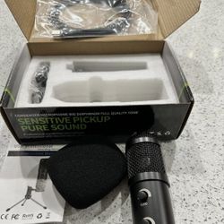 Large Microphone , Computer Cardioid Condenser PC Gaming Mic with Tripod Stand