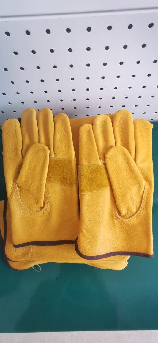 New Yellow Cowhide Leather Gloves