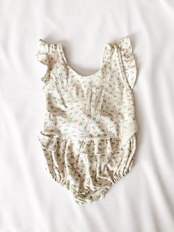 90s Vintage Popsicle Baby Girls Ruffled Floral Onesie
