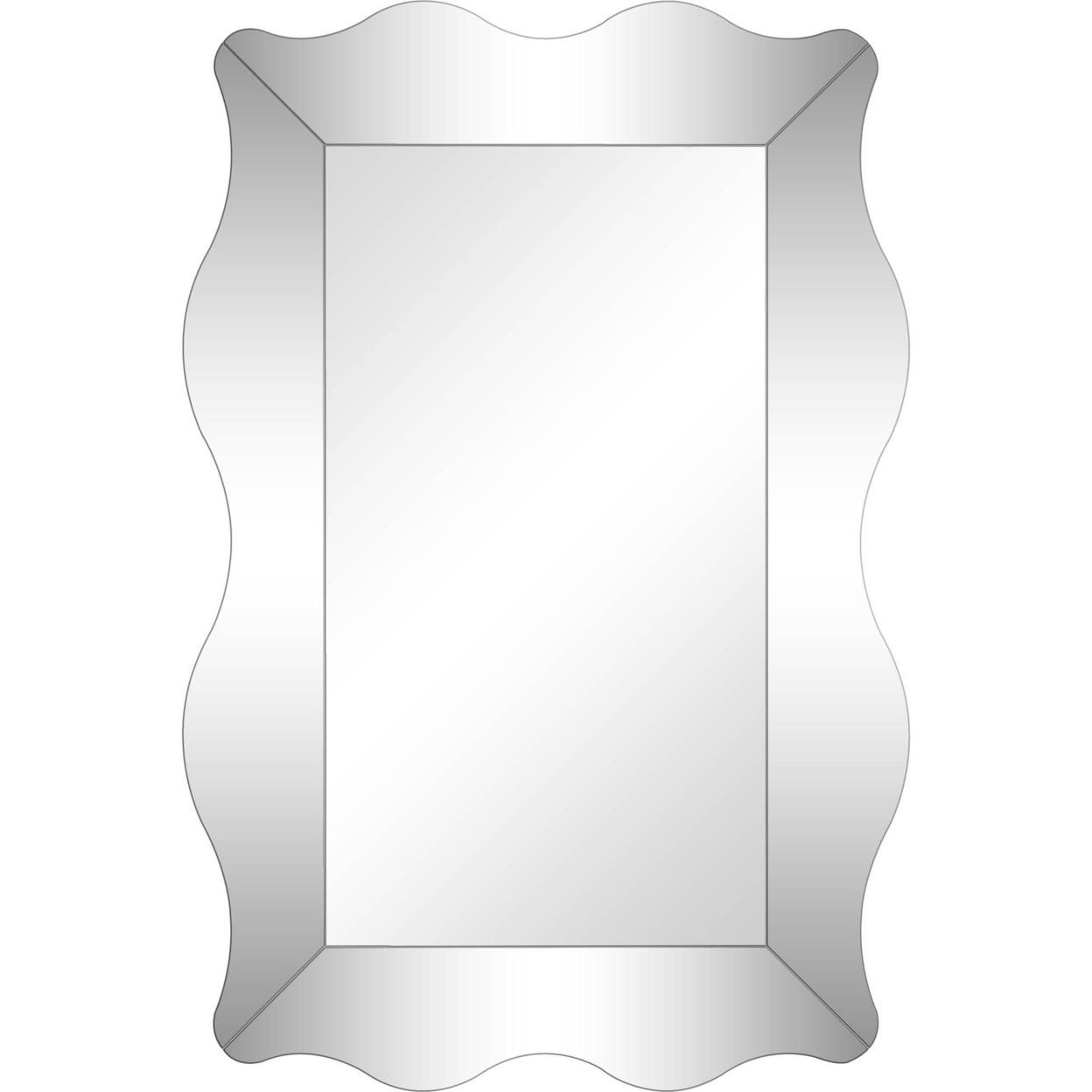 Camden Isle Home Contemporary Decorative Wall Mounted Antonella Beveled Accent Mirror - 23.63"W x 35.38"H, Clear