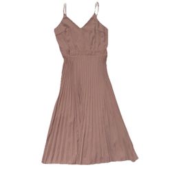 NWT Sexy Spaghetti Strap Summer Dress Women Pink Female Pleated Midi Dress