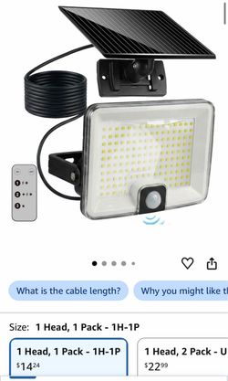 Split Solar Lights Outdoor Waterproof Motion Sensor 1000LM LED Flood Light with Remote, 270° Wide, Dusk to Dawn Solar Powered Security Lights for Shed