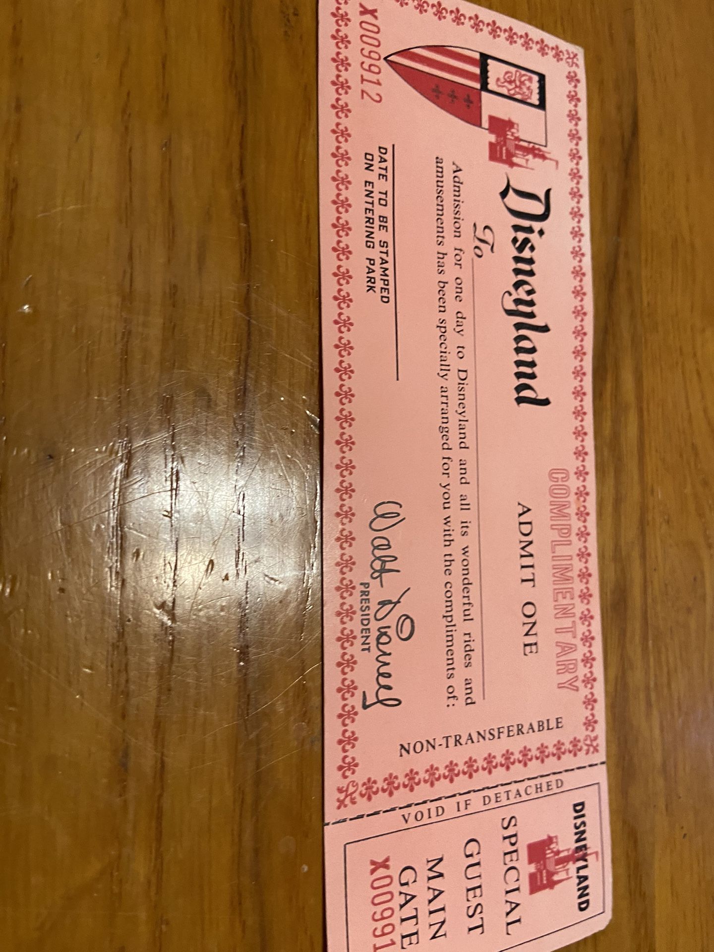 1955 Disneyland Complimentary Pass