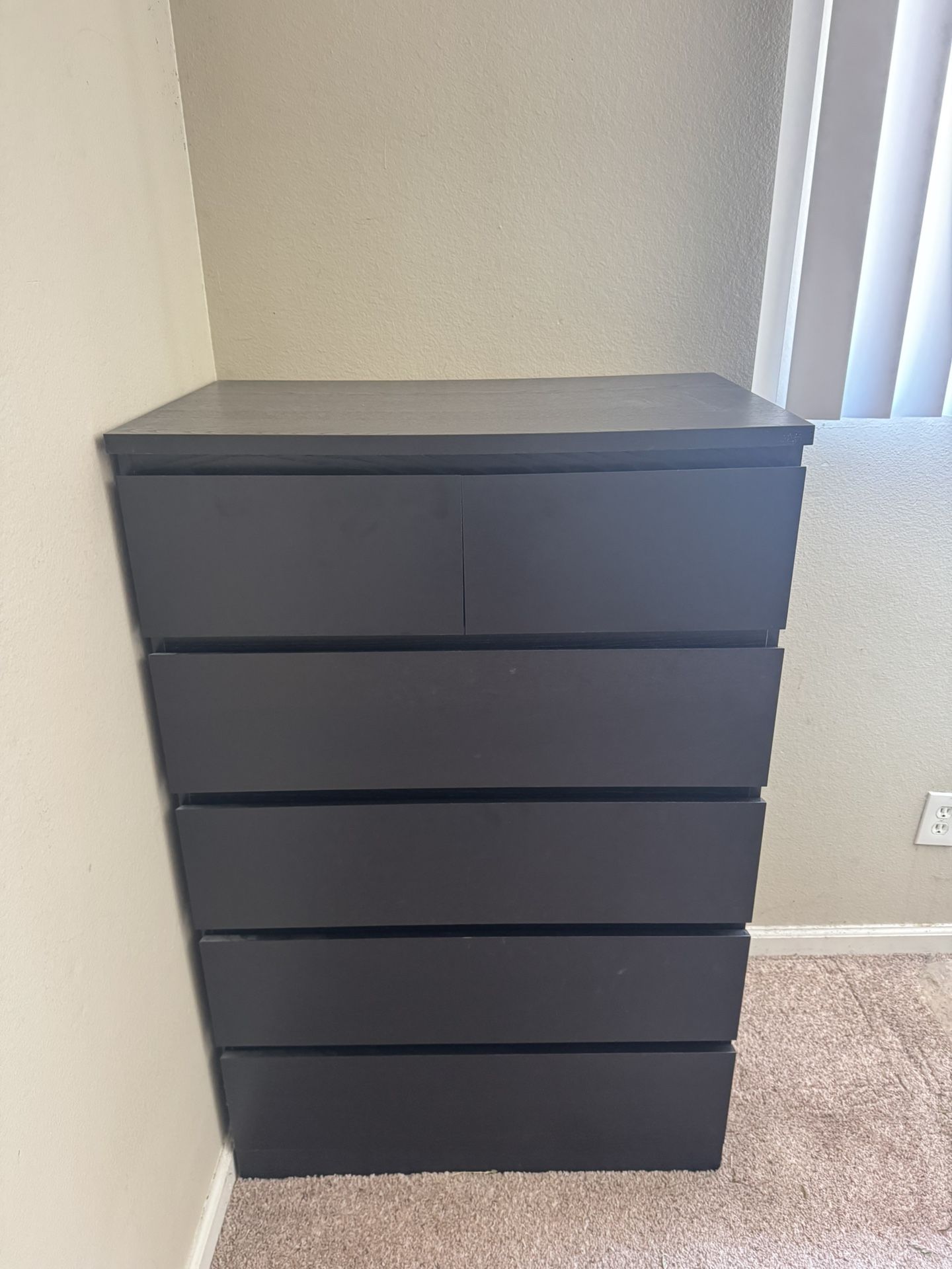 IKEA MALM 6-drawer chest - black-brown 31 1/2x48 3/8 "
