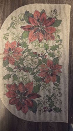 Christmas Poinsettia Half-Round Accent Rug
