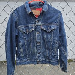 Vintage Denim Levi's Type 3 Trucker Flannel Lined Jacket Size Kids Xl (18)