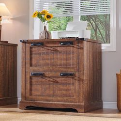 E136 $55  File Cabinet with 2 Drawers, Farmhouse 30" Filing Cabinets with Hanging File Folders for A4/Letter/Legal Size Documents,Office Storage Cabin