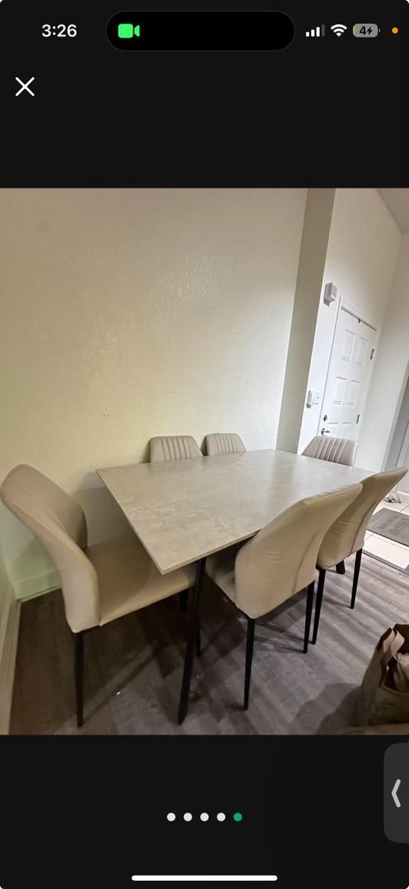 Concrete Table With 6 Used Chairs And 2 New Chairs