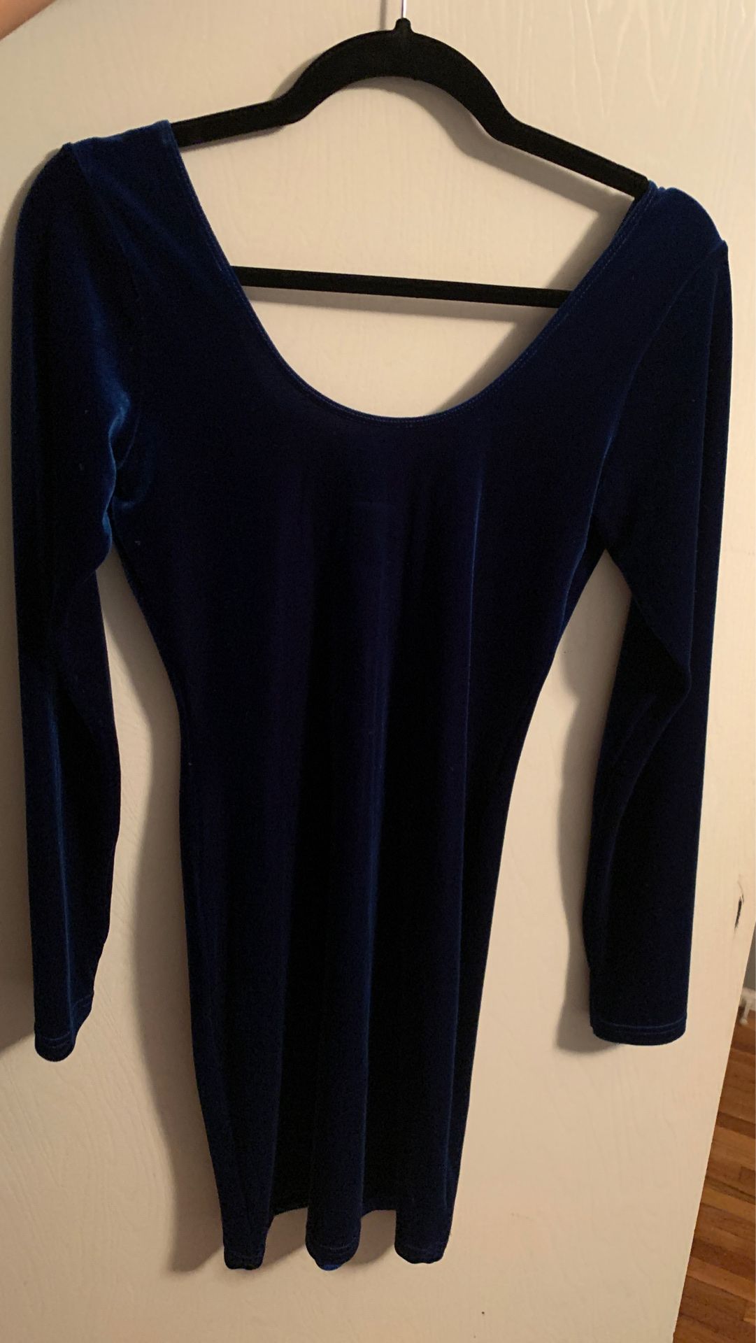 Navy Blue Velvet Dress Size L American Apparel