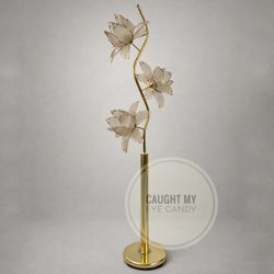 Vintage Gold And Pink Lotus Lamp