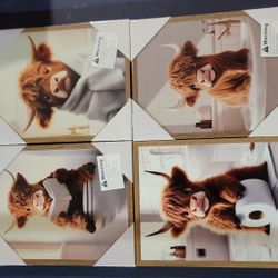 4 Piece Highland Cow Bathroom Decor