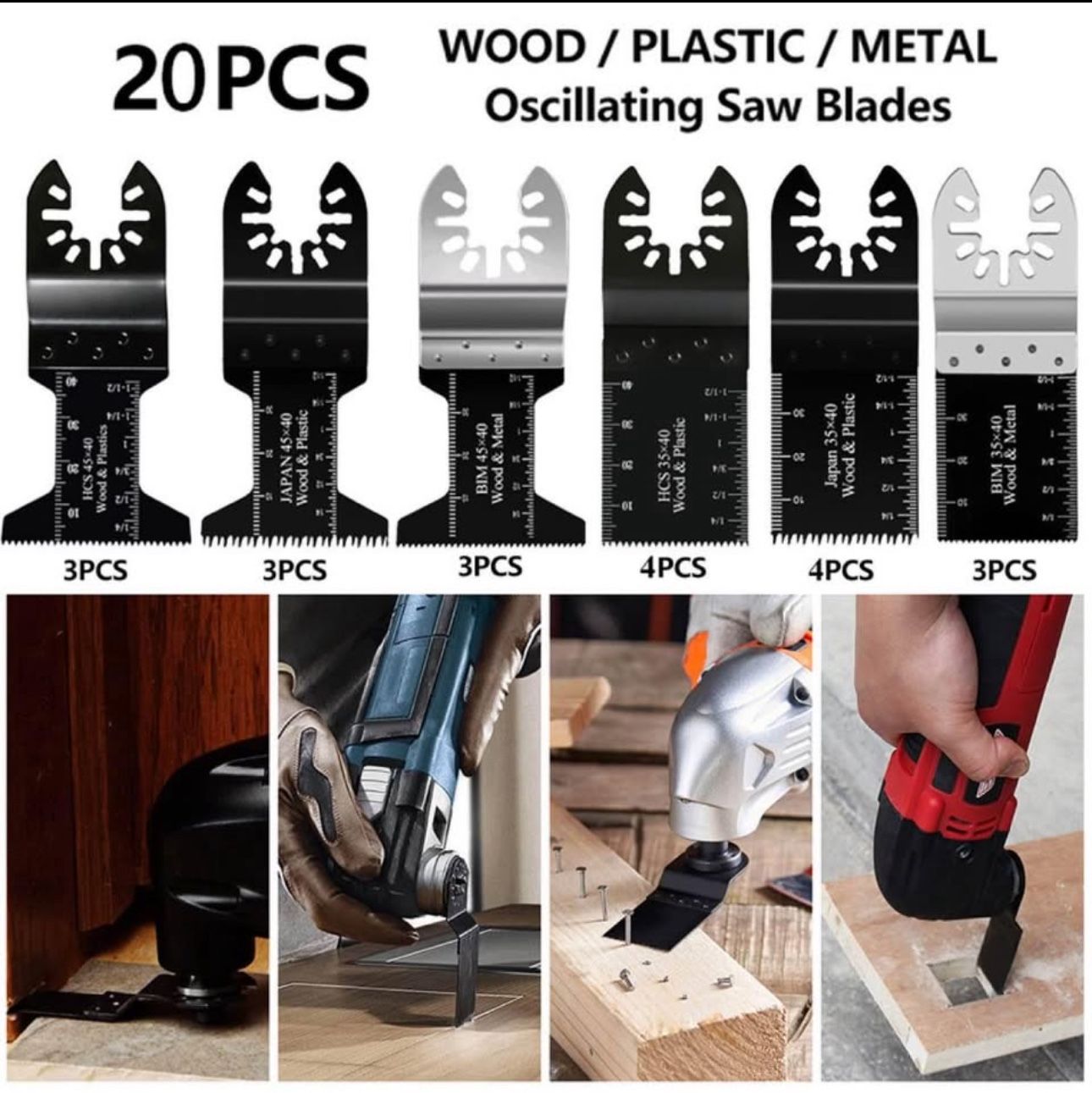 20 Pcs Oscillating Multi Tool saw blades Wood Metal Cut Cutter