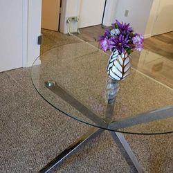 glass top dining table
Coaster 120760 5 pc Orren ellis vance chrome metal finish 42"