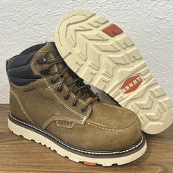 Brunt Marin Welted Boots Mens Size 9.5 Dark Tan Waterproof Comp Toe Safety NEW