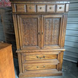 French Provincial oak armoire