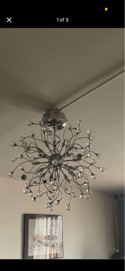 Crystal balls chandelier silver hardware