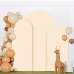 Beige Arch Cover Set 6FT 6.6FT 7.2FT Spandex Arch Stand Covers Chiara Round Top Arch Cover for Wedding Half Arch Covers Arch Stand Cover for Baby Show