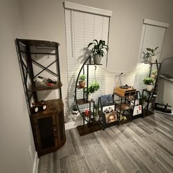 Everything Must Go! Plant Stand, Record Player And Shelf, Subwoofer With Soundbar,Coffee Table, Couch, 6ft Mirror, And King Size Bed With Metal Frame 