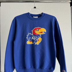 Champion Kansas University Jayhawks Blue Athletic Sweatshirt Size S