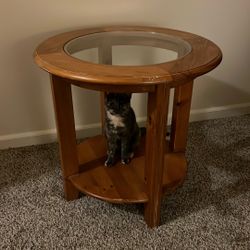 Glass & Wood Side Table