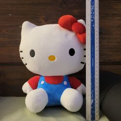 Red/blue Overalls Hello Kitty Plush