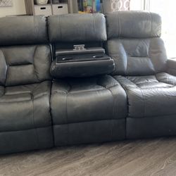 Real leather double recliner couch 