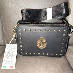 Valentino Orlandi Black Square Studded Crossbody