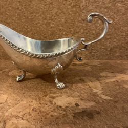 Heavy Unmarked Silver plated Gravy Boat