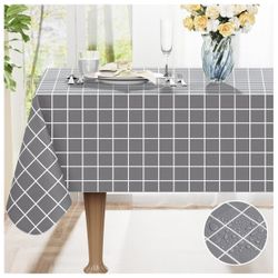 Rectangle Table Cloth, Waterproof Vinyl Tablecloths with Flannel Backing, Wipeable Plastic Plaid Table Cover for Dining, Picnic, Indoor and Outdoor (5