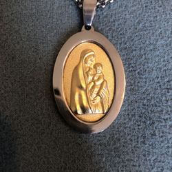 14k gold filled stainless steel necklace Virgin Mary