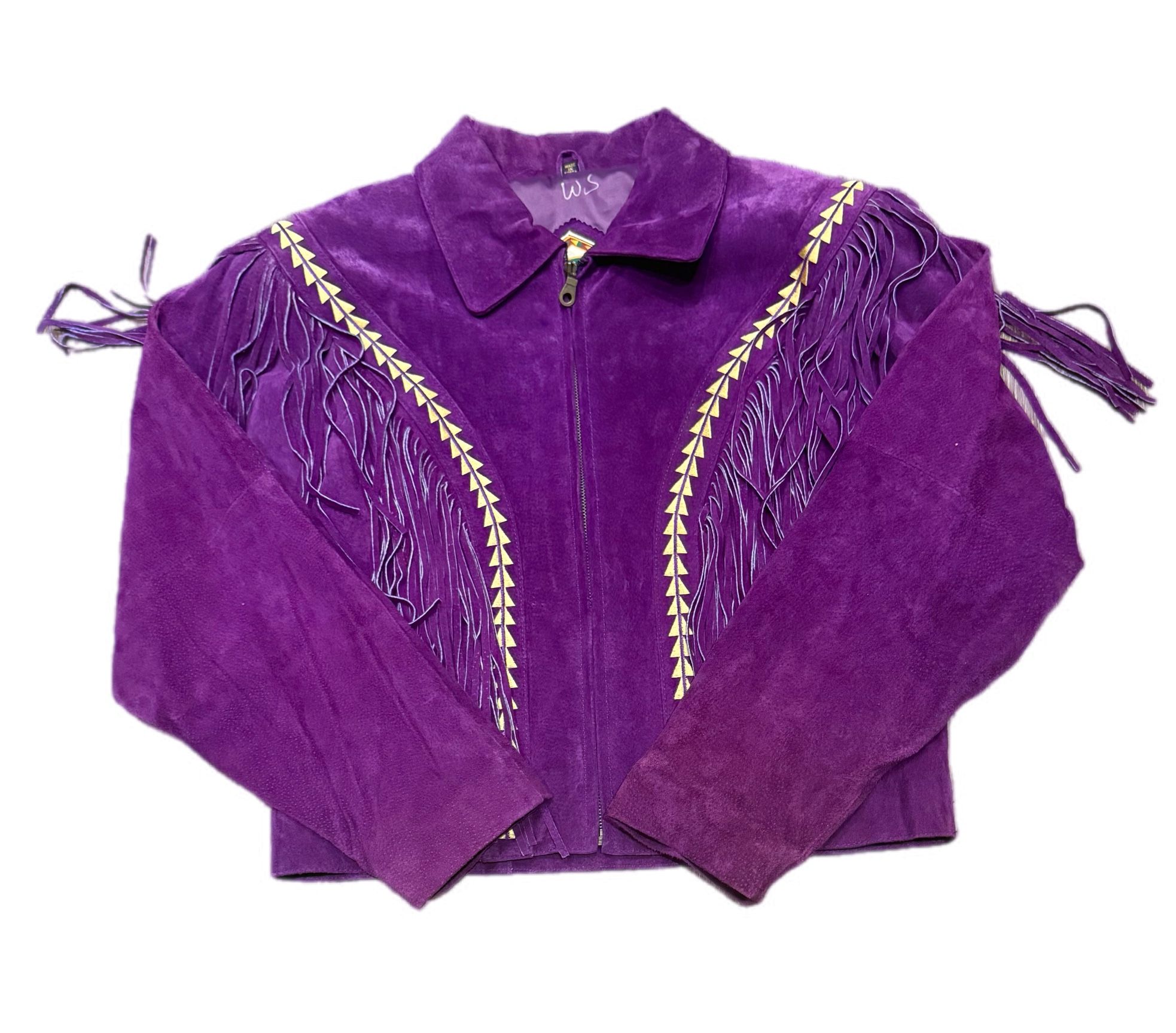 VINTAGE ADLER WESTERN LEATHER JACKET WOMENS MEDIUM PURPLE FRINGE COWGIRL SUEDE