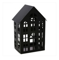 Black Metal Haunted House Tea Light Candle Lantern Halloween Decor
