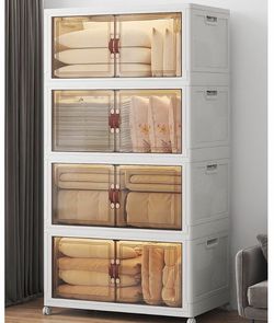 720QT Stackable Storage Bins with Lid, Foldable Storage Cabinet