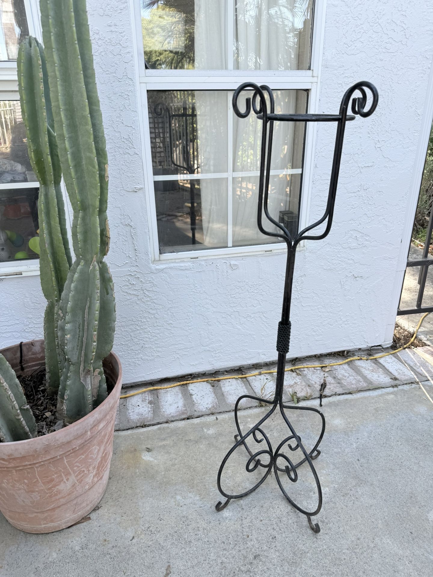 Tall Wrought Iron Metal Plant Stand – 39” Vintage Decorative Holder Flower Potted Indoor Outdoor