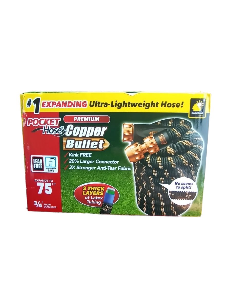 Pocket Hose AS-SEEN-ON-TV, Copper Bullet 75 Ft Expandable Garden Hose, Lead-Free