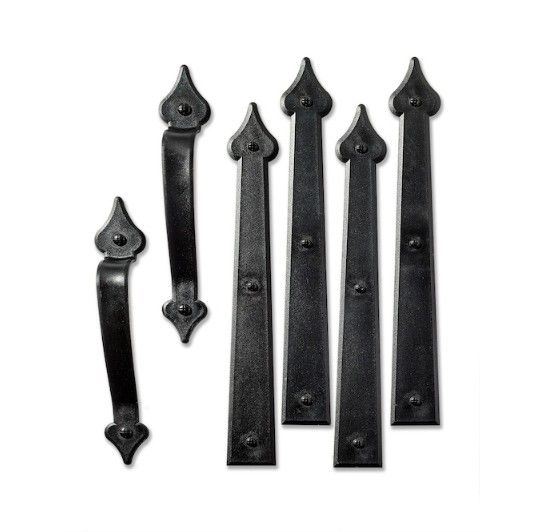Cre8tive Hardware Classic Spade 6 Pack Black Plastic Garage Door Decorative Magnetic Hinge and Handle Set
