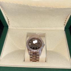 VVS Mossanite Chocolate Dial Watch 