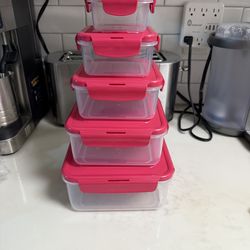 NEW Lock & Lock set of 5 matching Storage Containers - all fit in one for storage