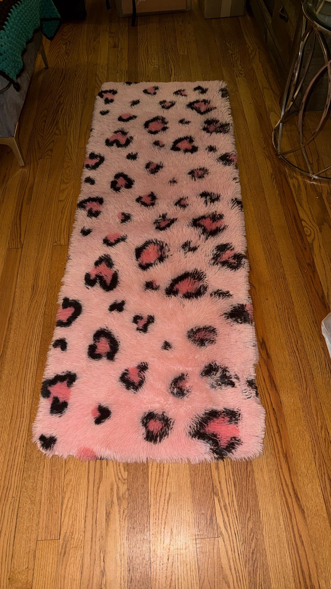 Pink Animal Cheetah Leopard Print Shaggy Fur Rug New