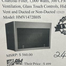 New 24inch Wide Haier Over The Range Microwave 