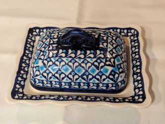 Polish Pottery covered butter dish